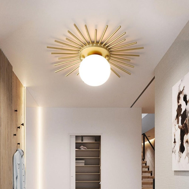 Plafonnier Verre Doré 9 Lumières - Design Athènes Moderne Et élégant