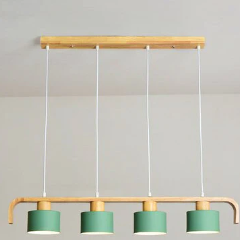 suspension luminaire bois 4 vert