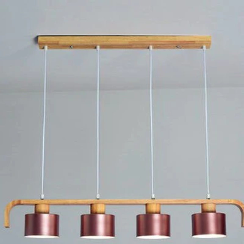 suspension luminaire bois 4 rose